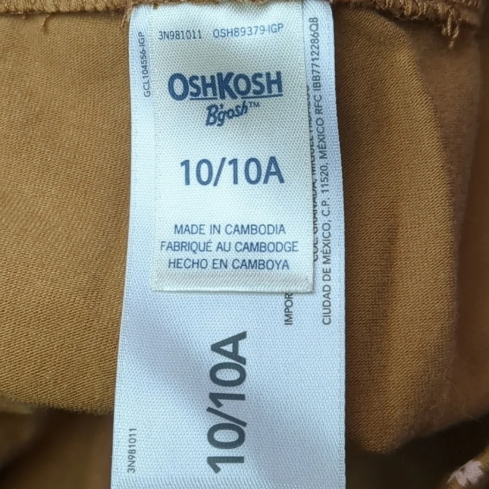 OshKosh B'Gosh Light Brown and Pink Floral Elastic Waist Leggings size 10